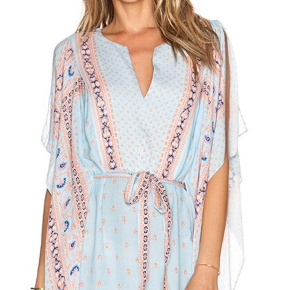 BCBGMaxazria Alexi Slit Tie Waist Pale Blue Coverup Beach Pool Cruise Resortwear - Picture 1 of 10